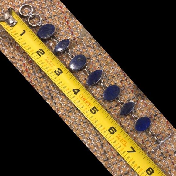 Lapis Lazuli Sterling Silver Southwestern Toggle Bracelet - Picture 9 of 9